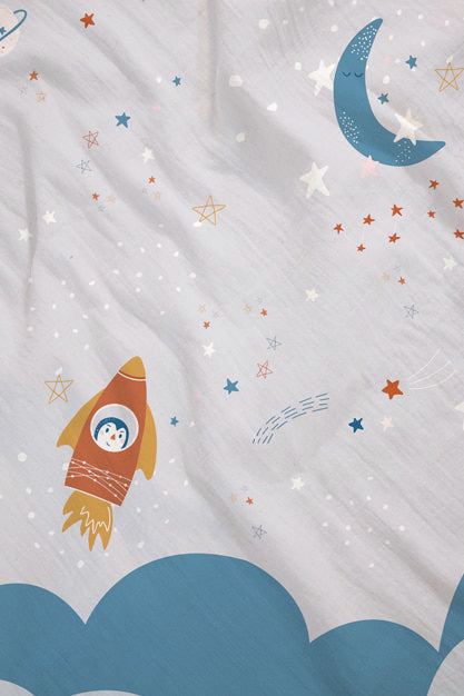 Space Station 100% Cotton Double Bedsheet