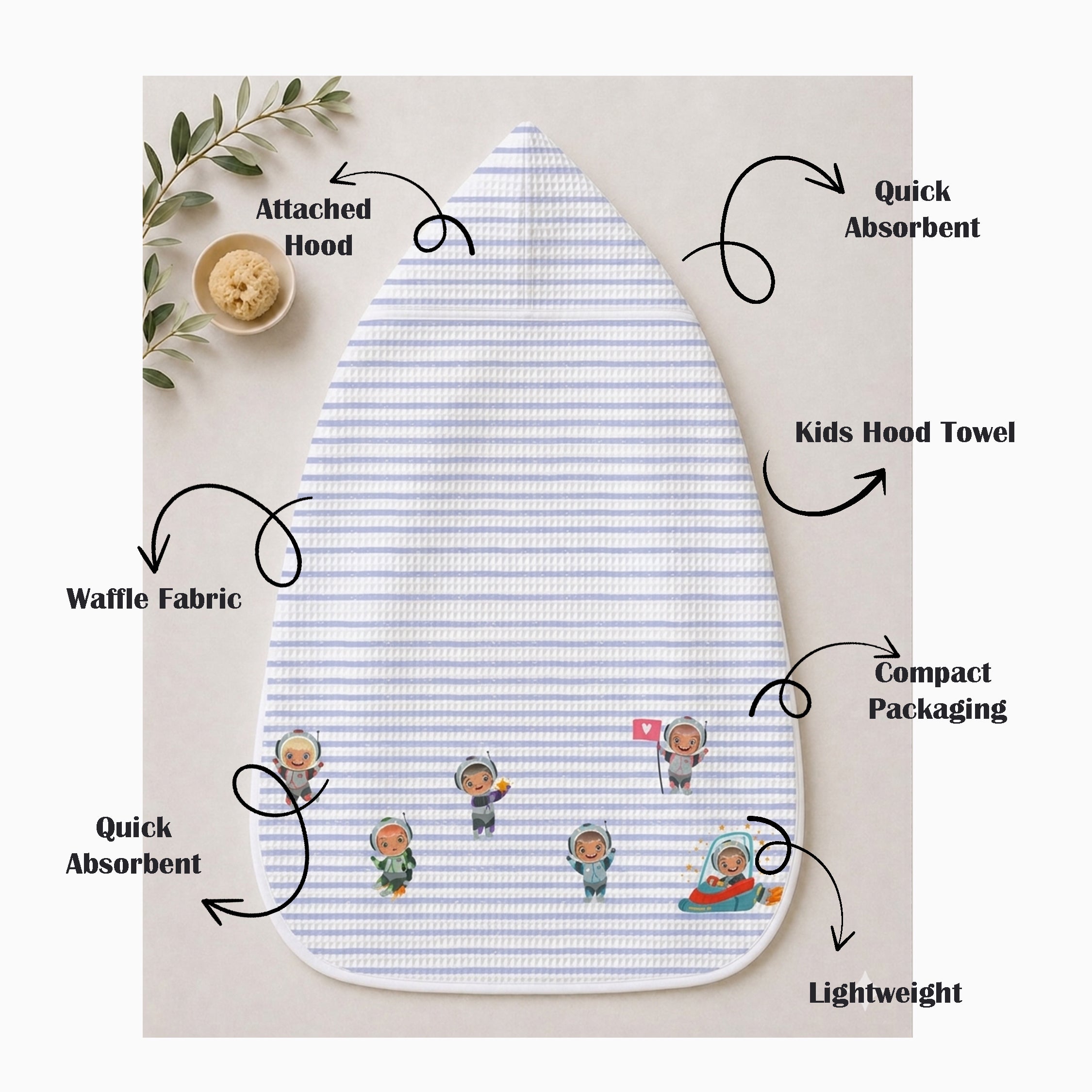 Space Waffle Hooded Towel – 100% Cotton