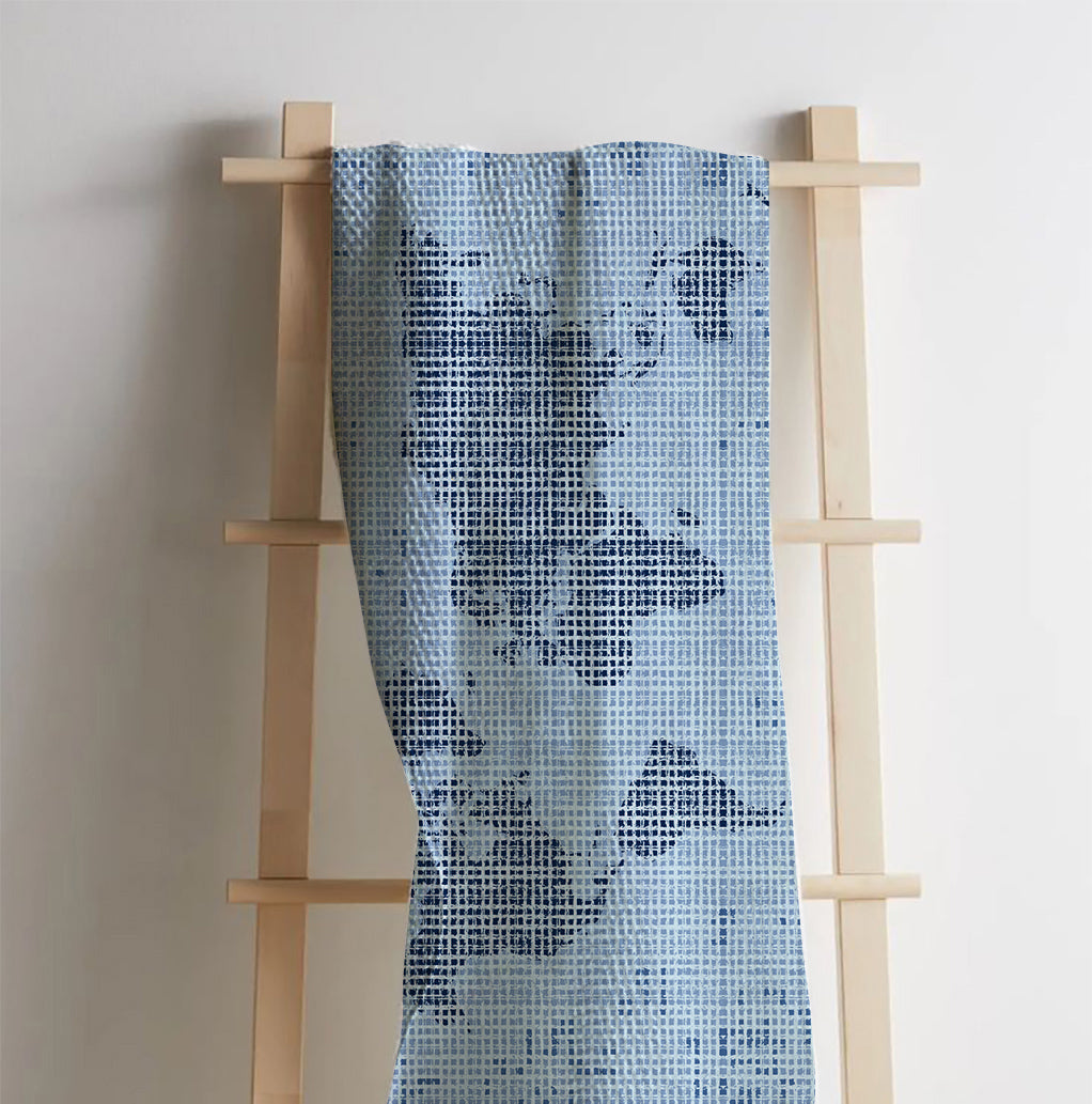 Indigo Splash Waffle Bath Towel – 100% Cotton