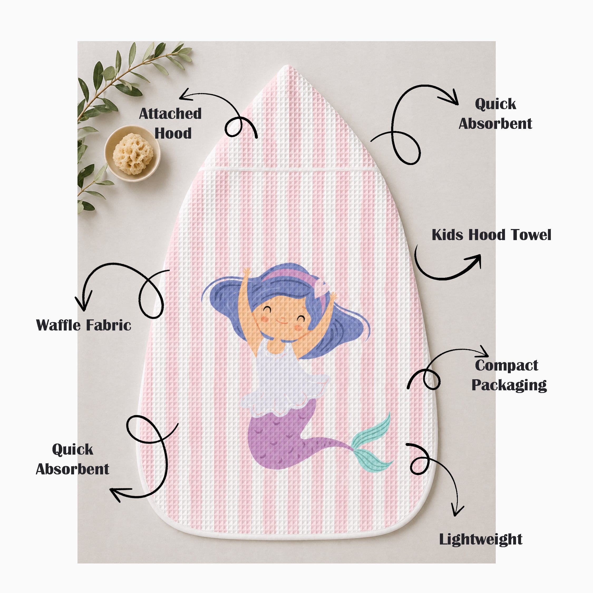 Fairytale Baby Waffle Hooded Towel – 100% Cotton