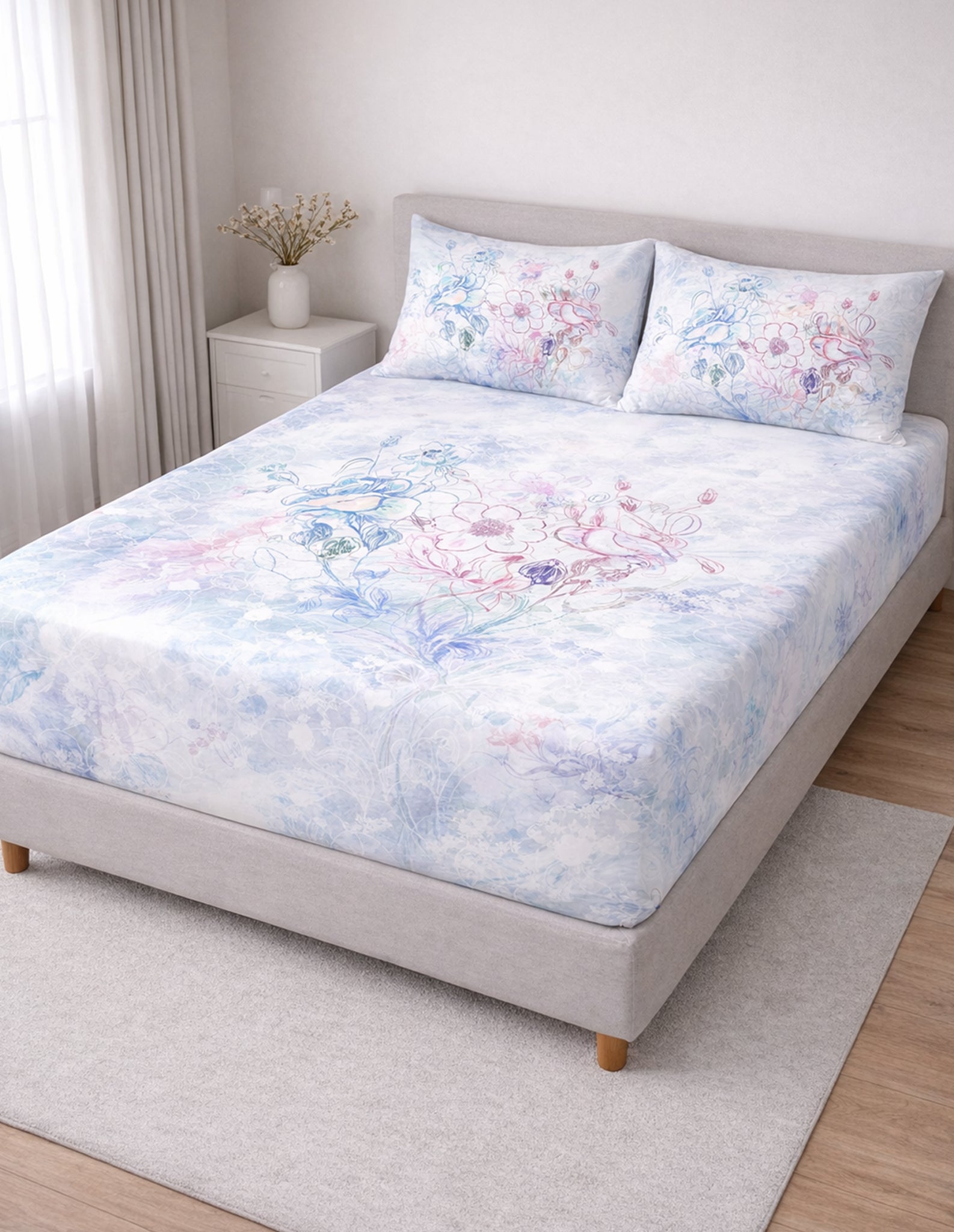 The Floral Land Luxury Double Bedsheet 800 TC