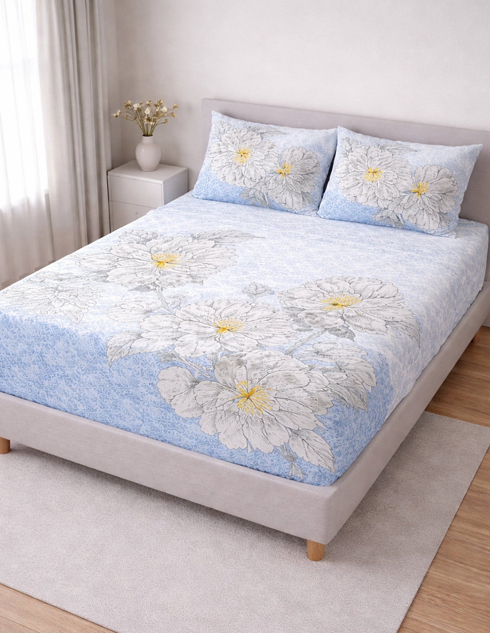 The Blue Rose Luxury Double Bedsheet 800 TC