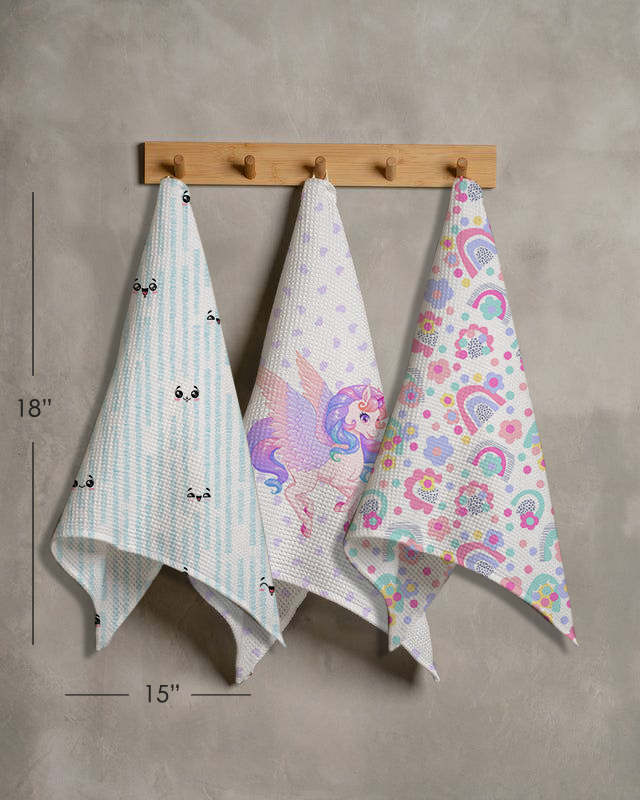 Unicorn Waffle Hand Towel Set – Set of 3