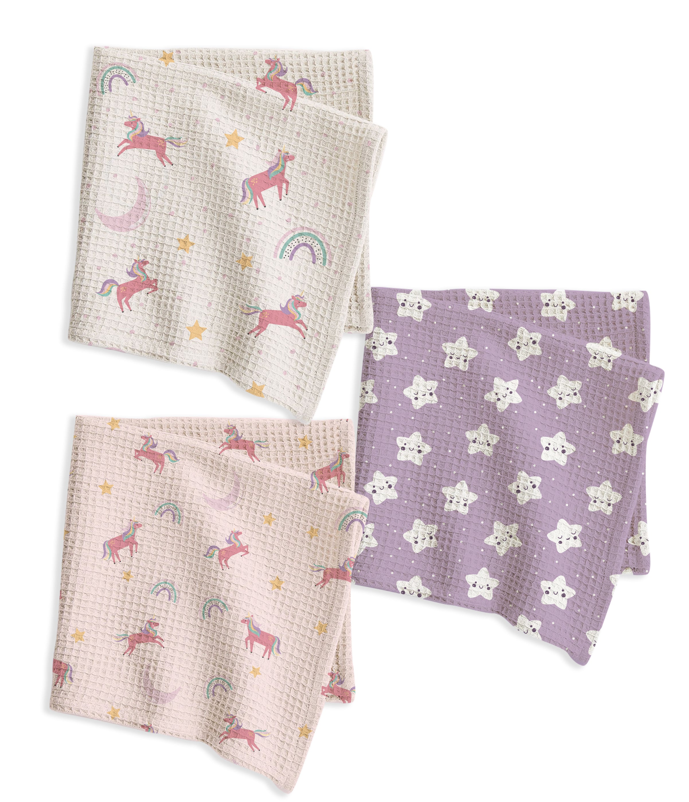 Magical Unicorn Waffle Cotton Hankies – Set of 3