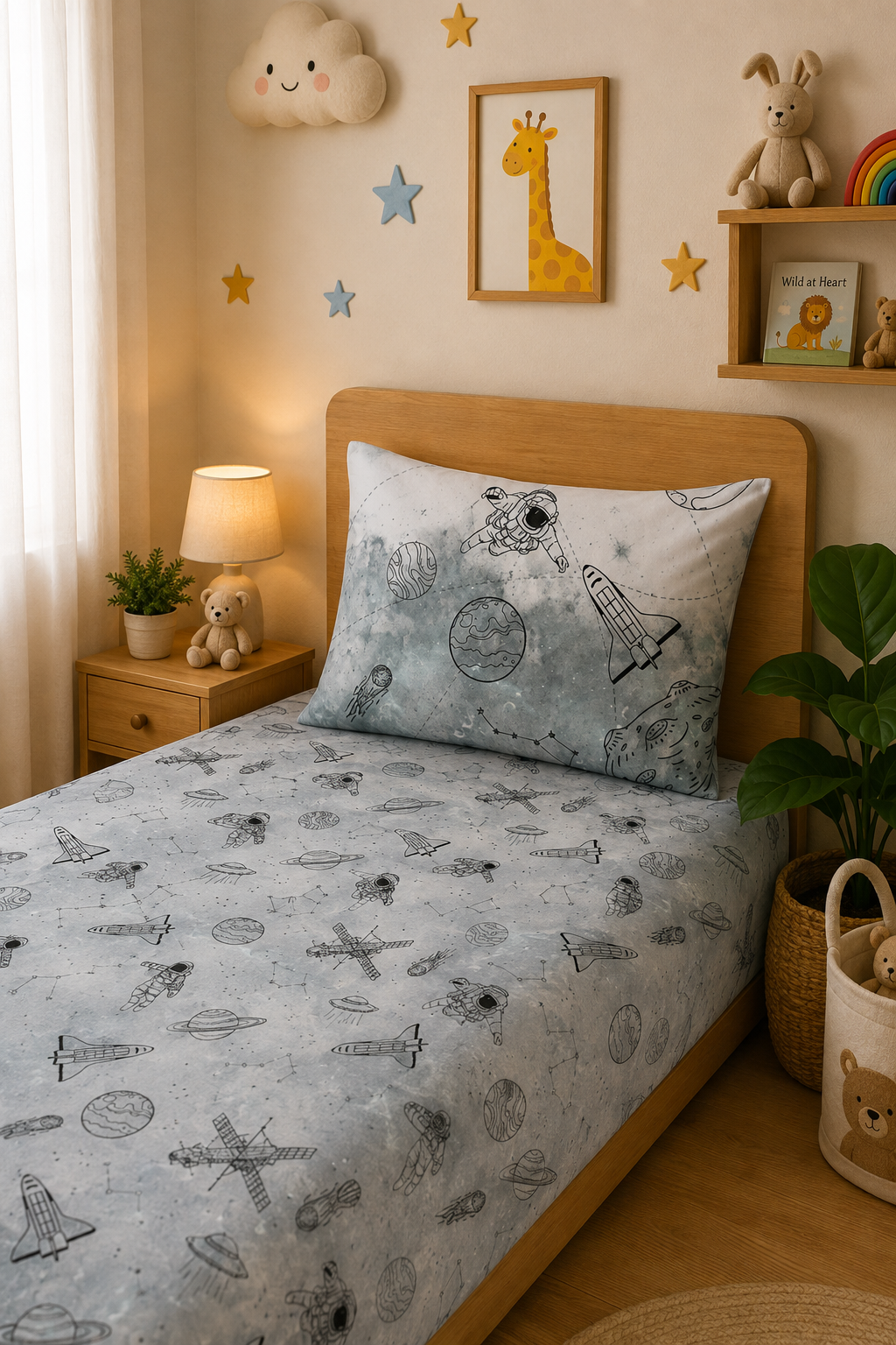 Astronaut 100% Cotton Single Bedsheet – 300 TC