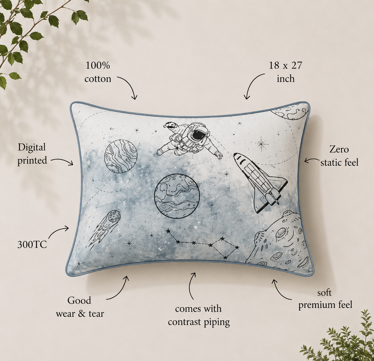 Astronaut 100% Cotton Double Bedsheet