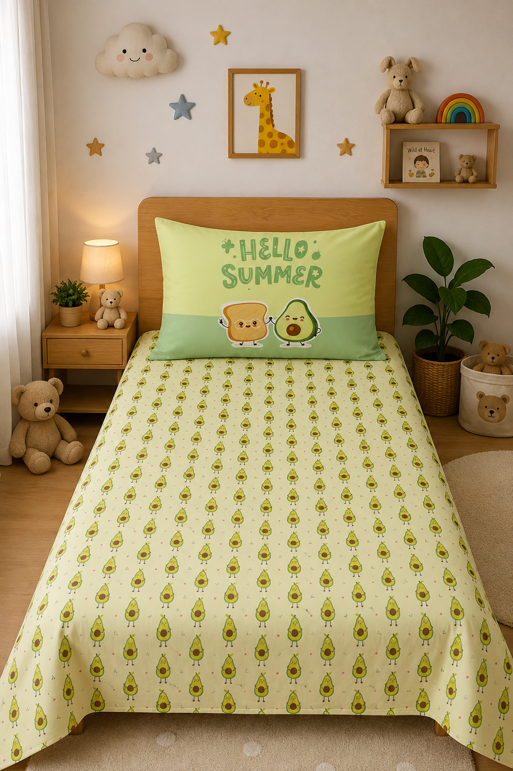 The Squishy Avocado 100% Cotton Single Bedsheet – 300 TC
