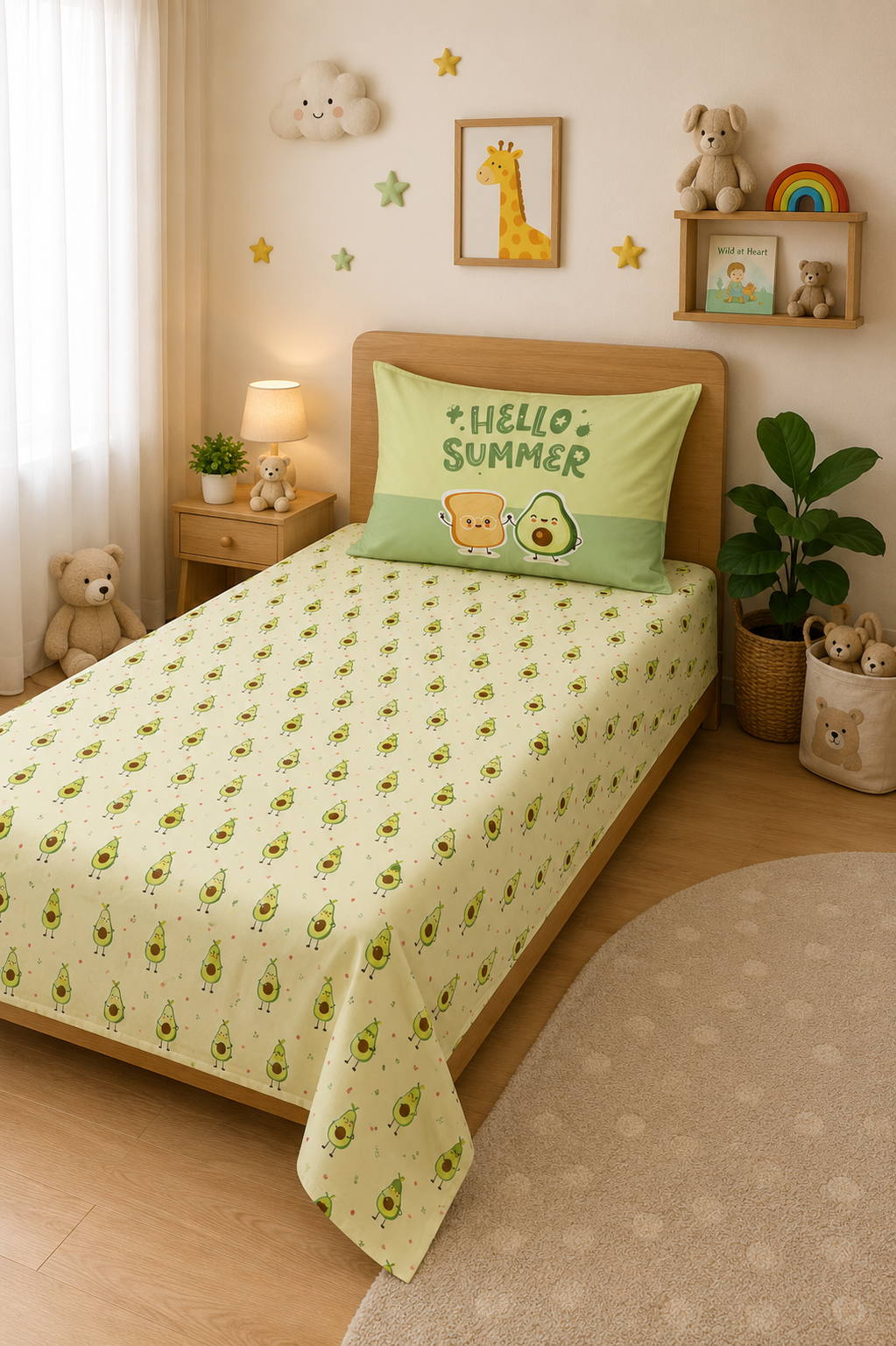 The Squishy Avocado 100% Cotton Single Bedsheet – 300 TC