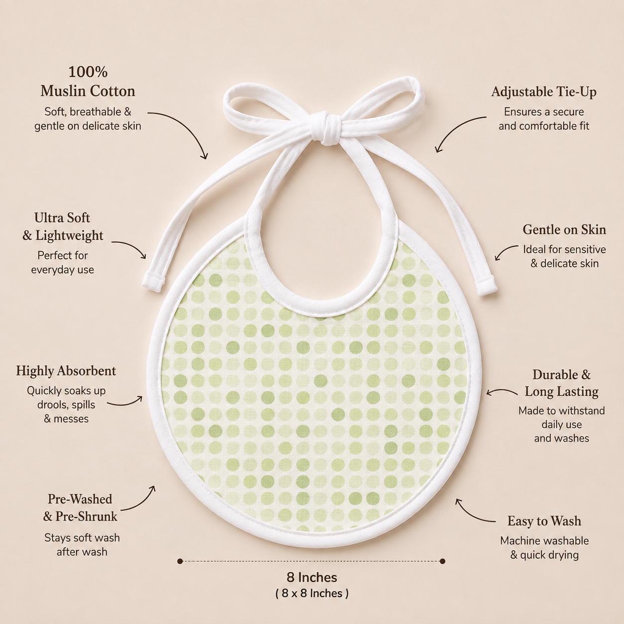 Avocado Muslin Bib – Set of 3