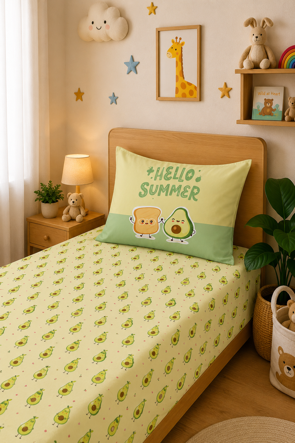 The Squishy Avocado 100% Cotton Single Bedsheet – 300 TC