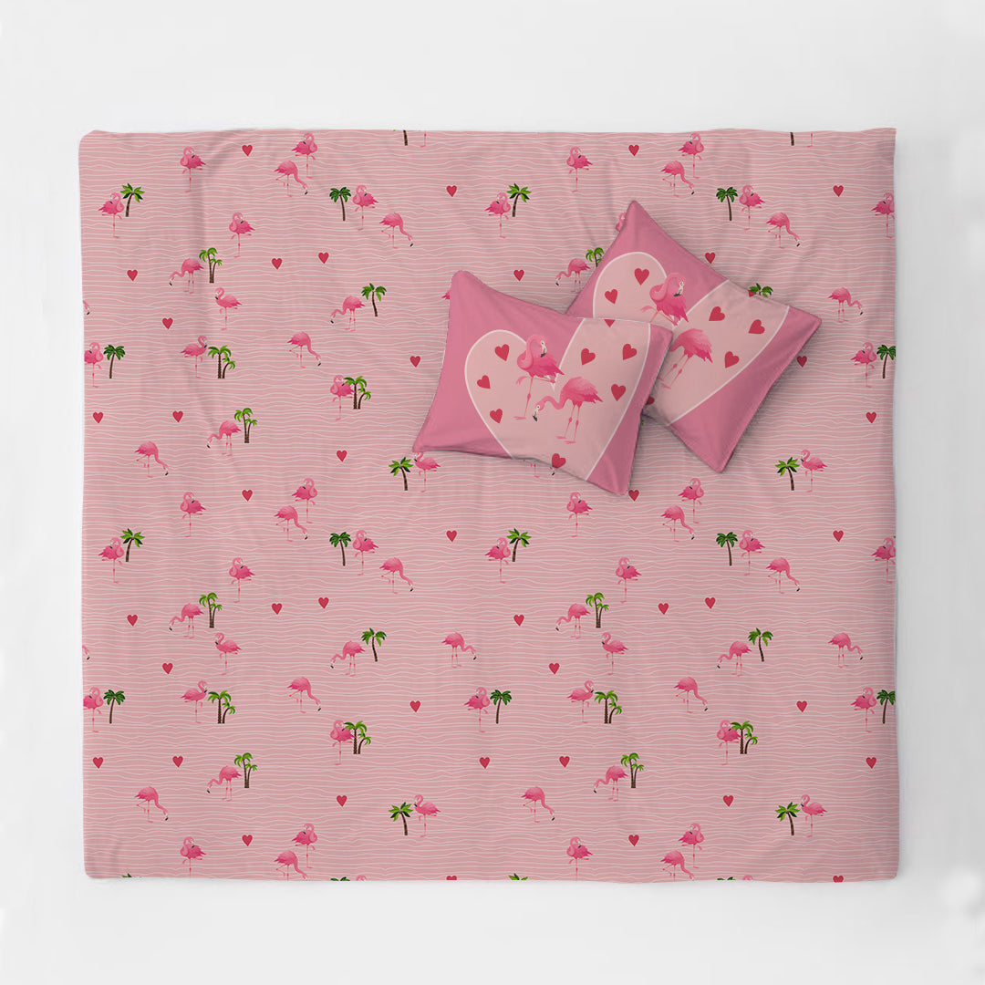 The Flamingo Bedsheet 100% Cotton Double Bedsheet