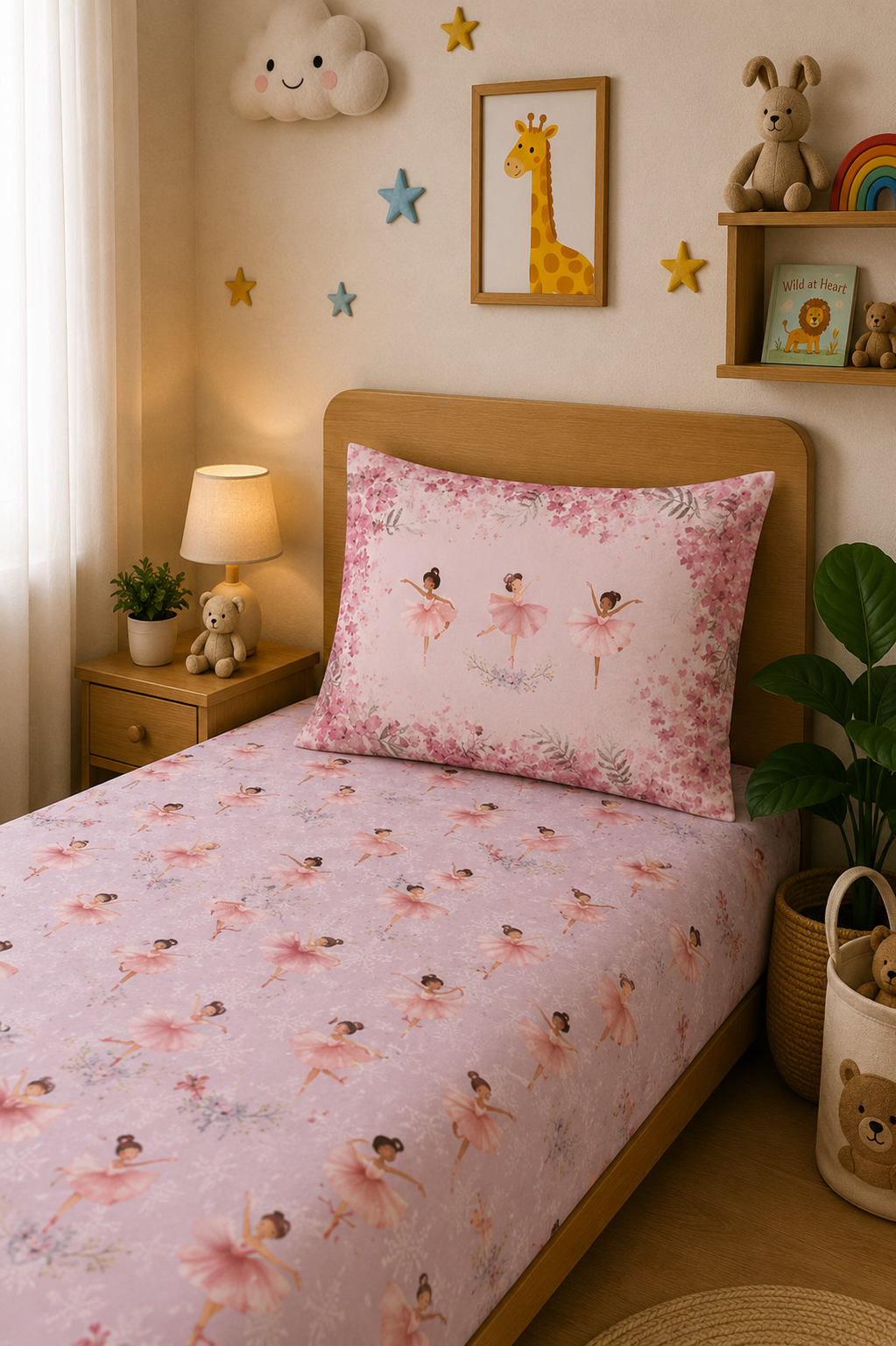 Dancing Ballerina 100% Cotton Single Bedsheet – 300 TC