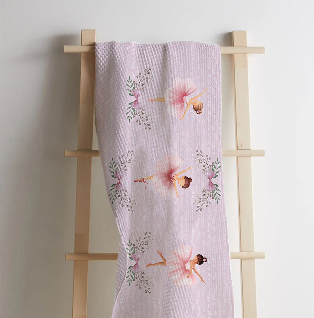 Dancing Ballerinas Waffle Bath Towel – 100% Cotton