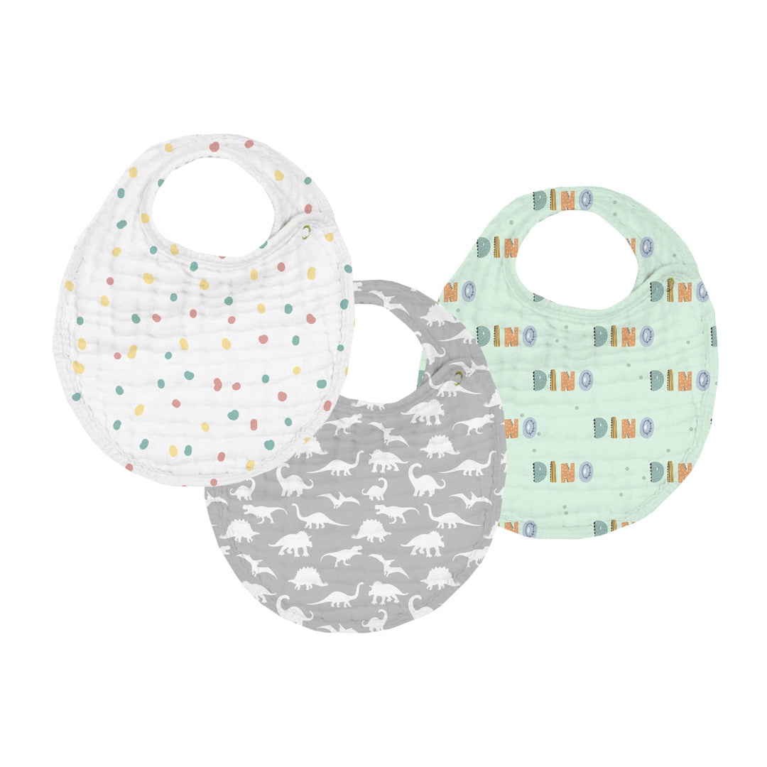 Dino Muslin Bib – Set of 3
