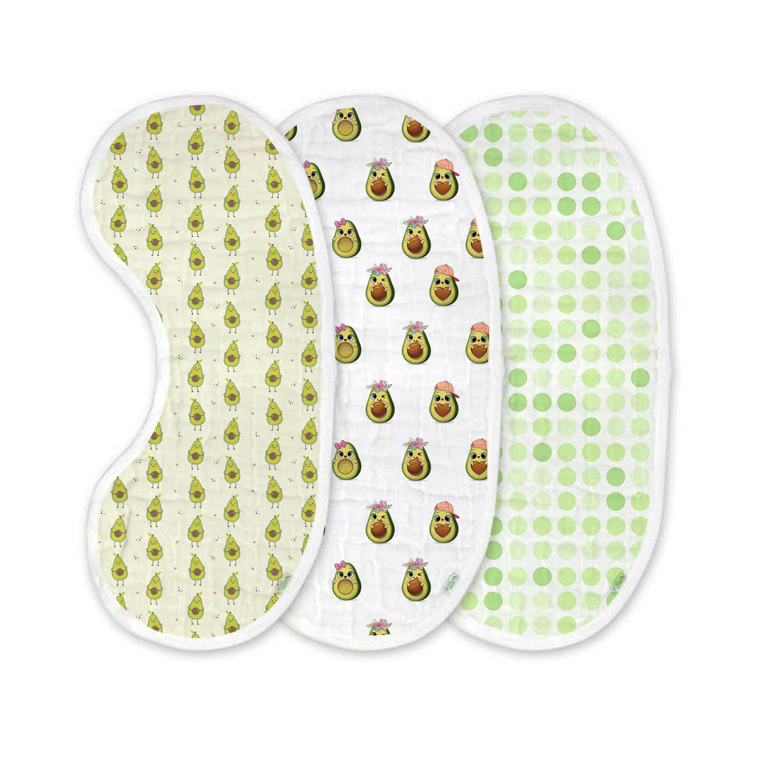 Avocado Muslin Burp Cloth – Set of 3 | Ultra-Soft & Absorbent