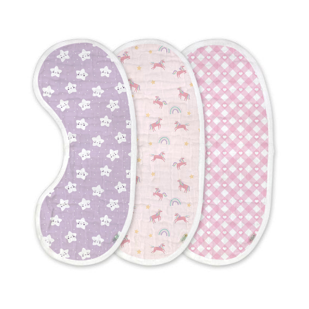 Unicorn Muslin Burp Cloth – Set of 3 | Ultra-Soft & Absorbent