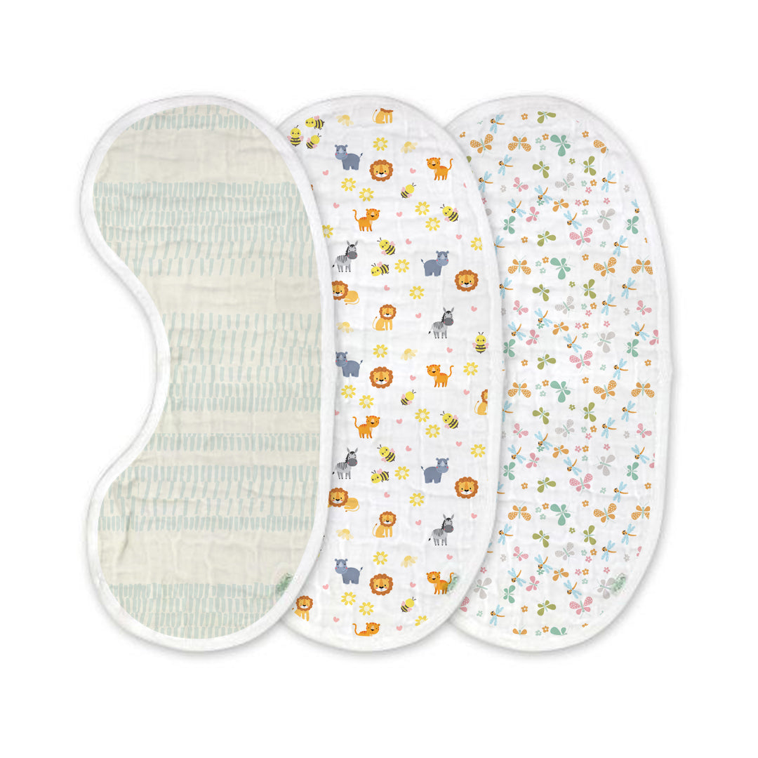 Jungle Muslin Burp Cloth – Set of 3 | Ultra-Soft & Absorbent