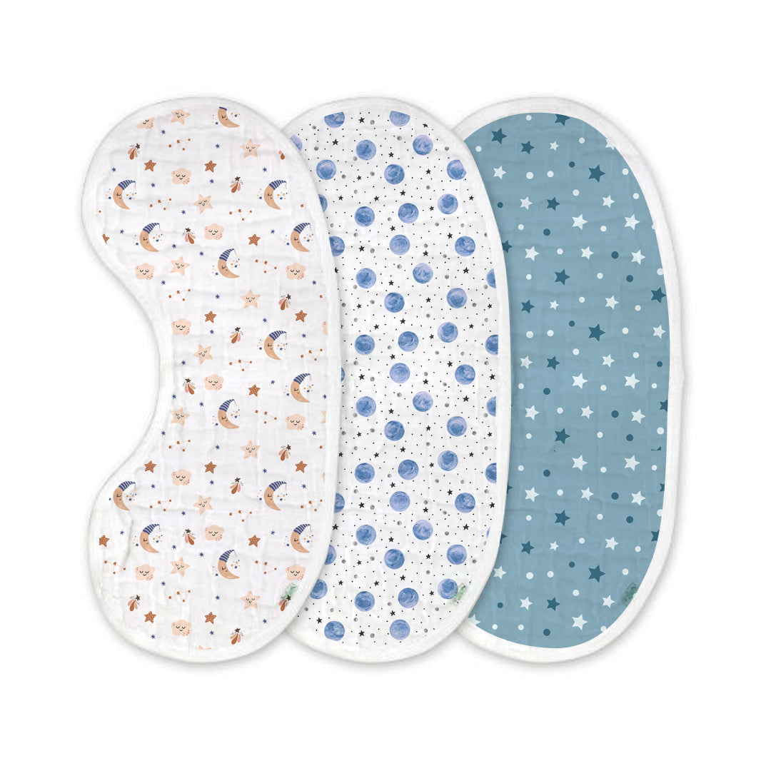 Space Muslin Burp Cloth – Set of 3 | Ultra-Soft & Absorbent