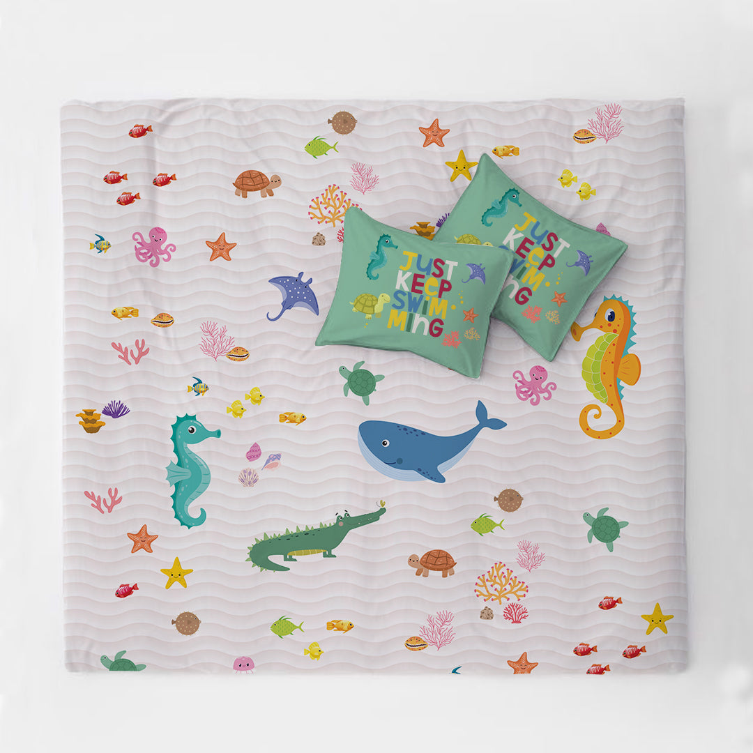 Under Water 100% Cotton Double Bedsheet
