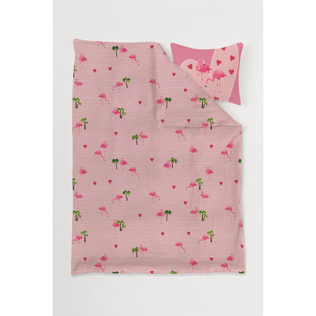 Pretty Pink Flamingo 100% Cotton Single Bedsheet – 300 TC