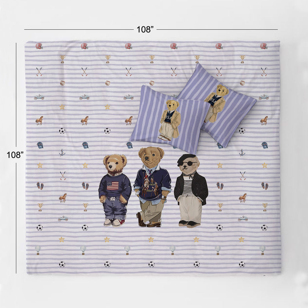 Polo Bear 100% Cotton Single Bedsheet – 300 TC