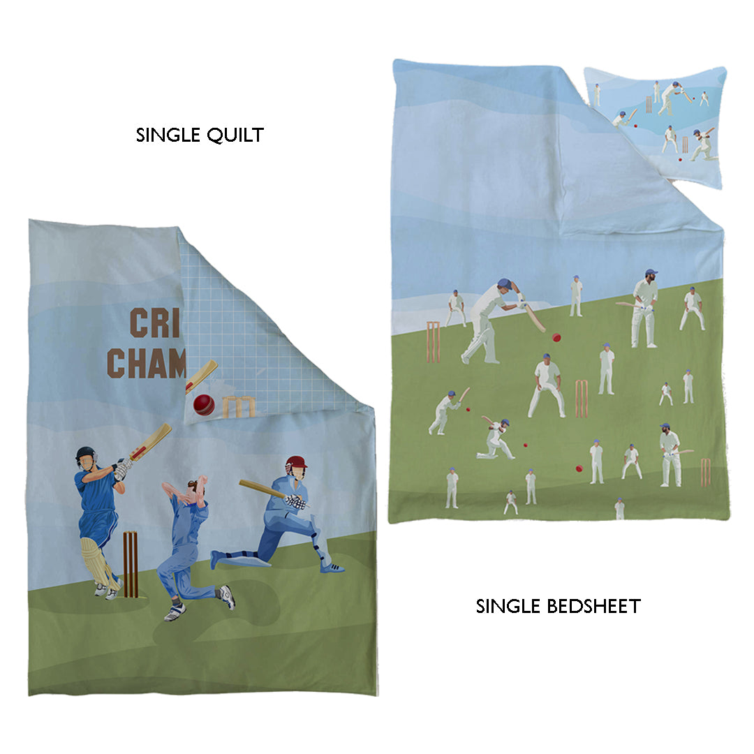 Cricket Champions Kids Single Bedding Combo