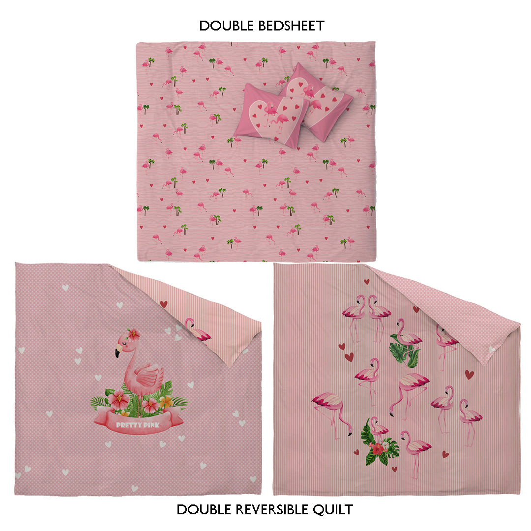Pretty Pink Flamingo Kids Double Bedding Combo