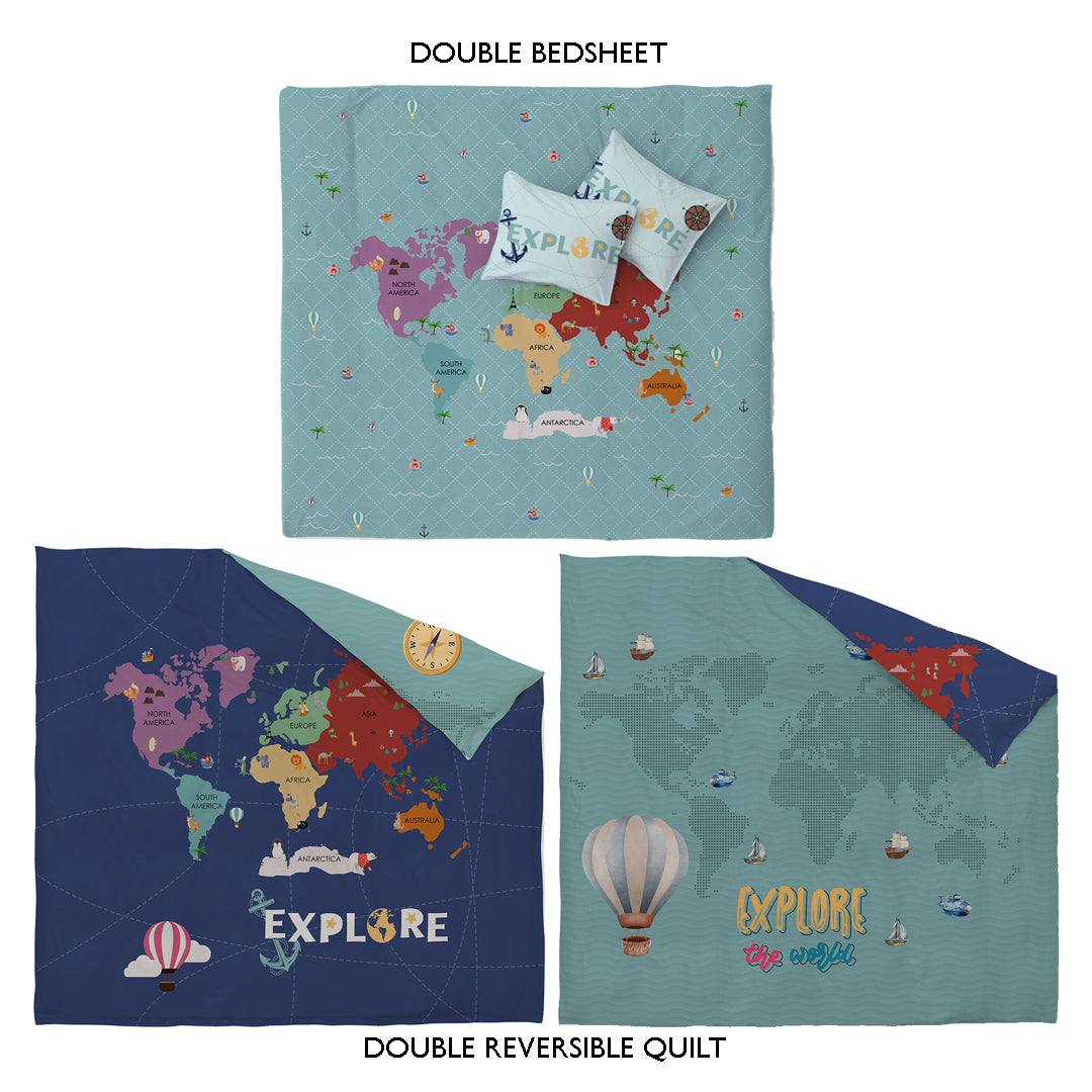 World Map Kids Double Bedding Combo