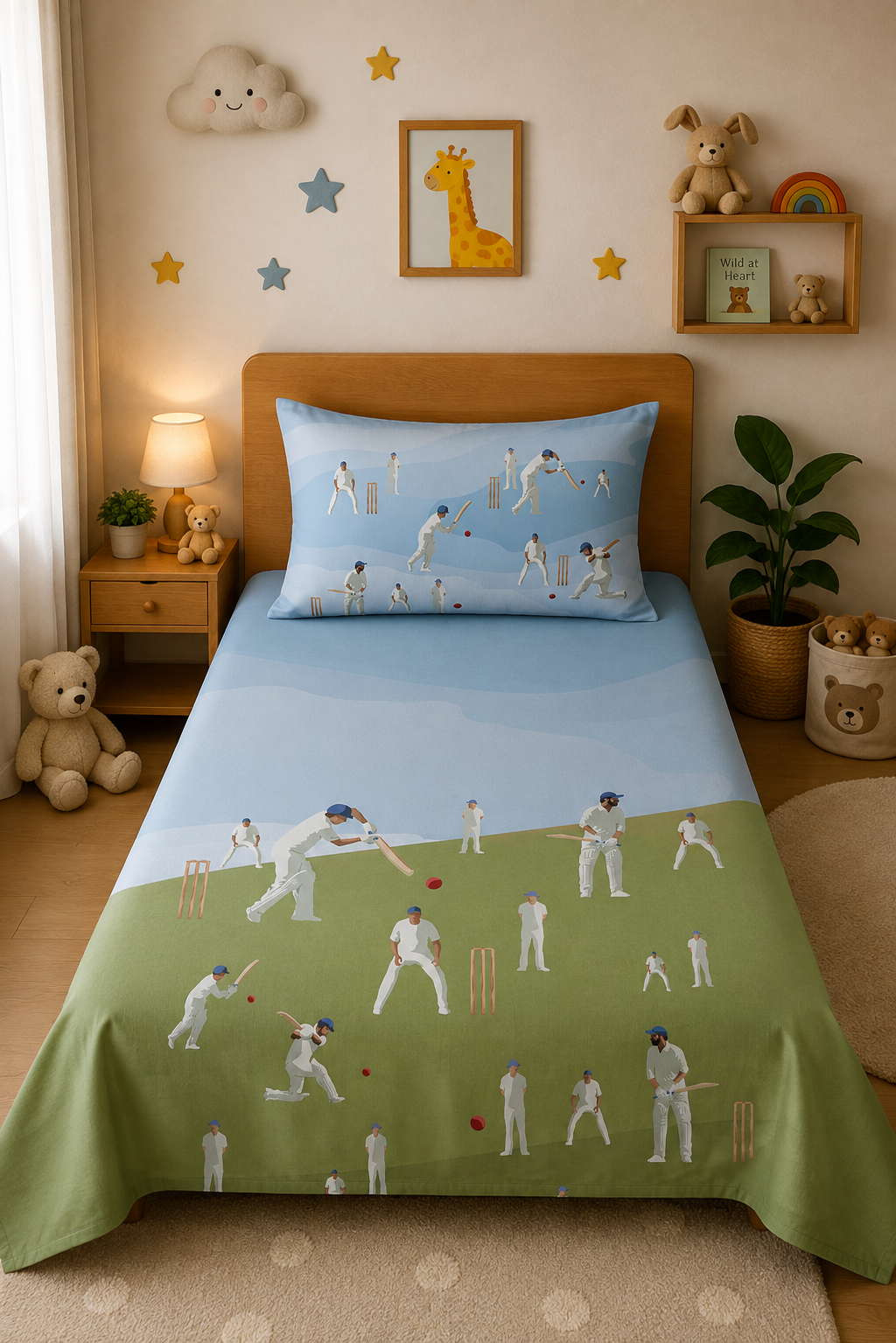 Cricket Champions 100% Cotton Single Bedsheet – 300 TC