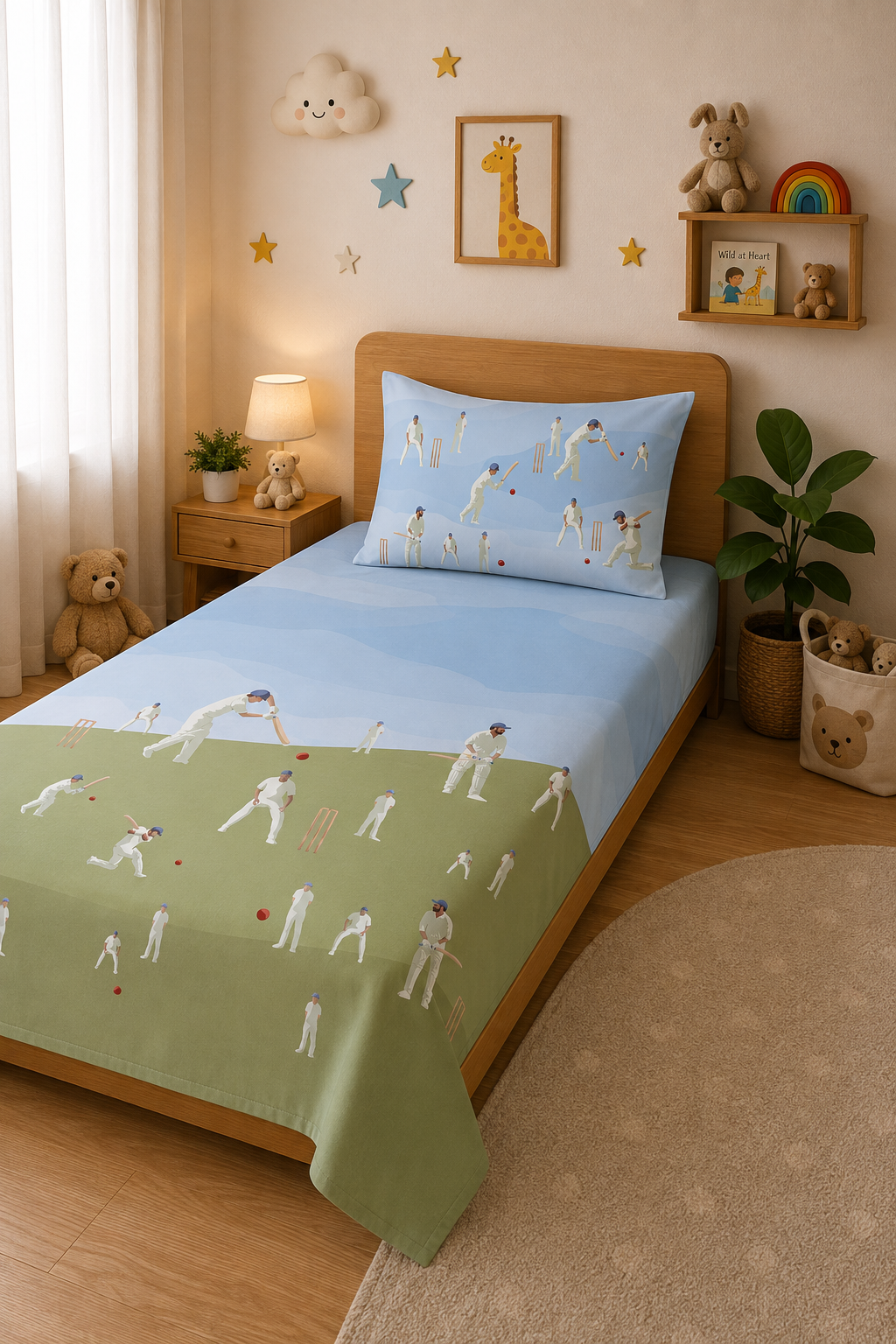 Cricket Champions 100% Cotton Single Bedsheet – 300 TC