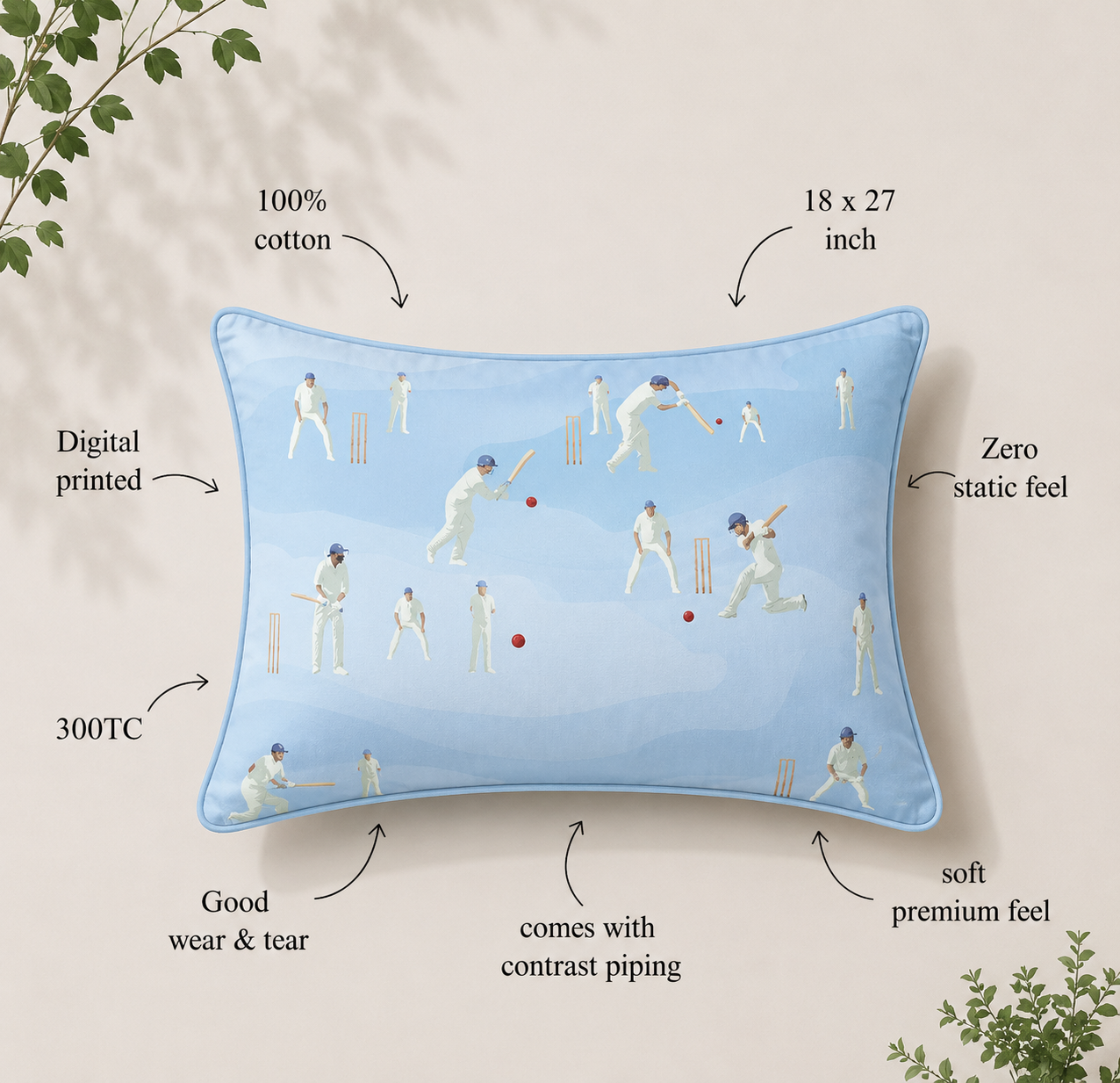 Cricket Champions 100% Cotton Single Bedsheet – 300 TC