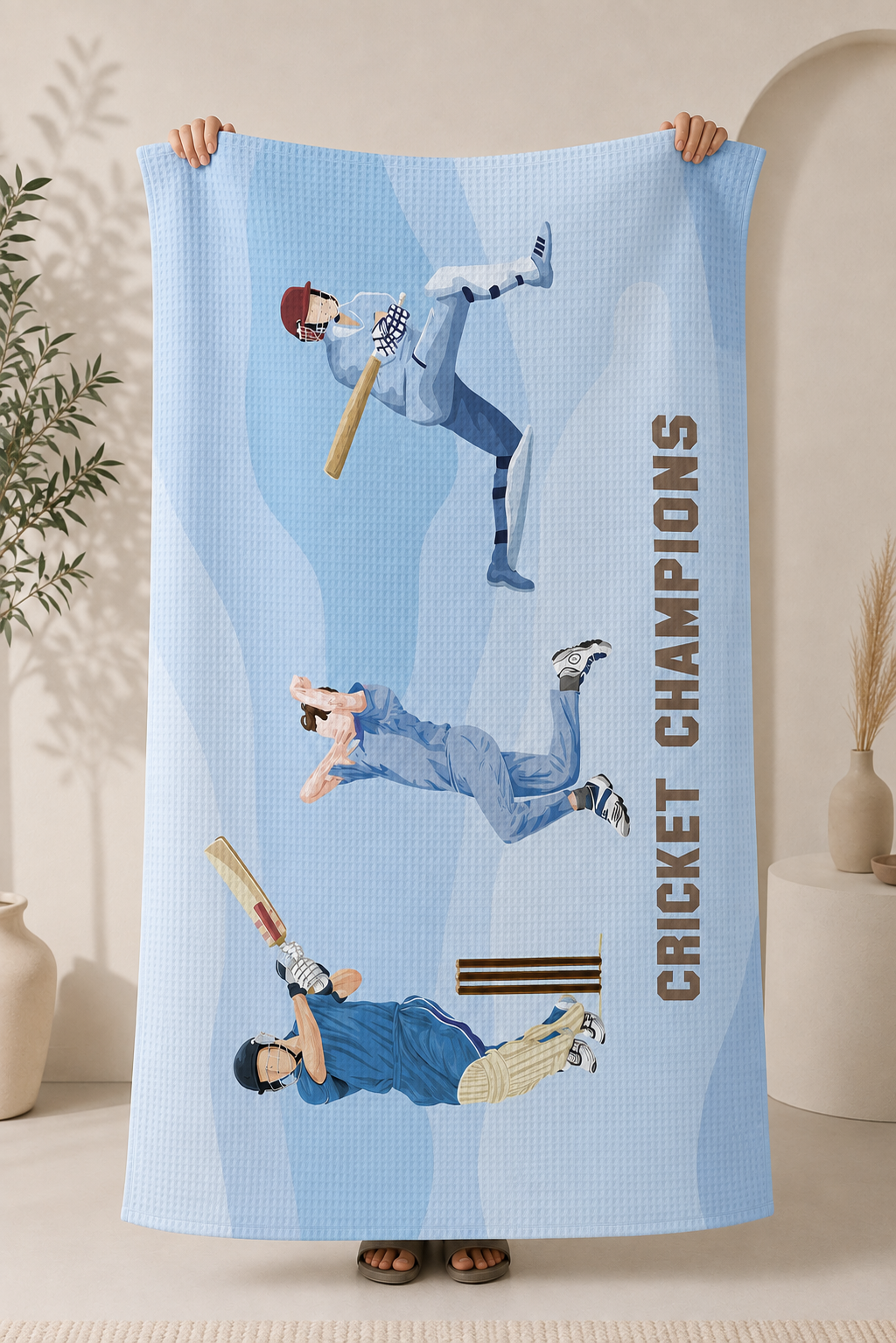 Cricket Champions Waffle Bath Towel – 100% Cotton
