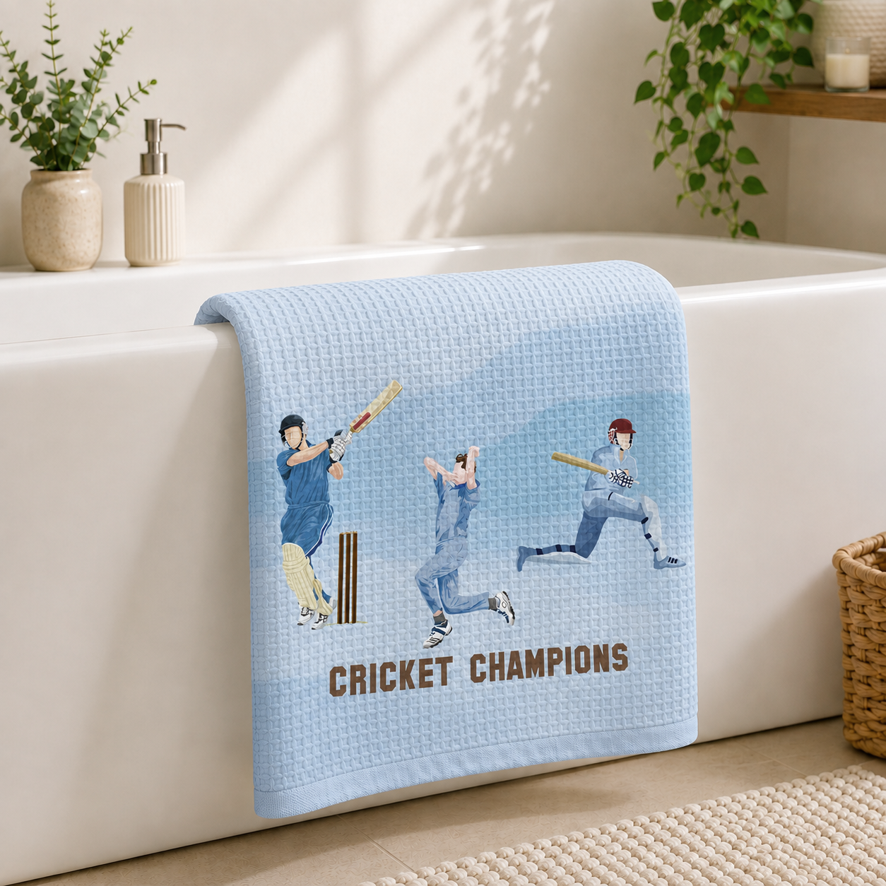 Cricket Champions Waffle Bath Towel – 100% Cotton