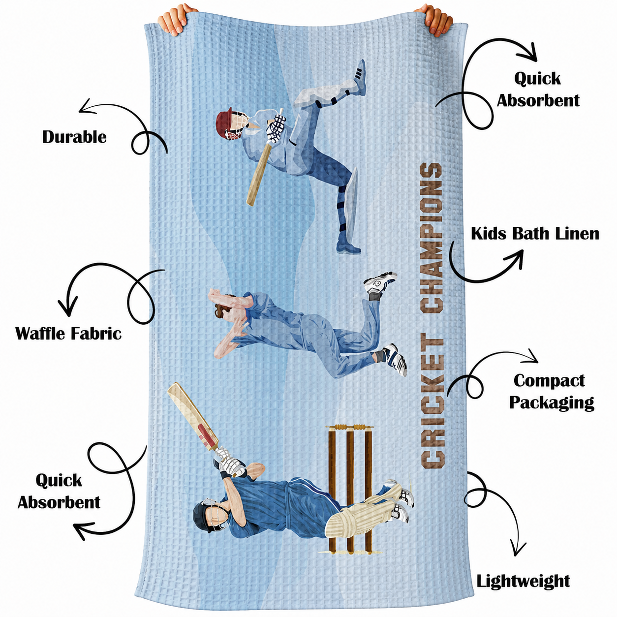 Cricket Champions Waffle Bath Towel – 100% Cotton
