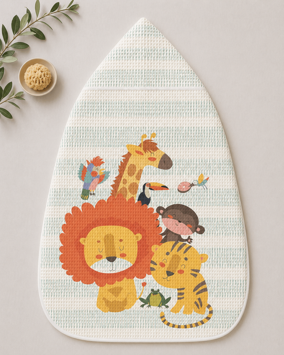 Jungle Baby Waffle Hooded Towel – 100% Cotton