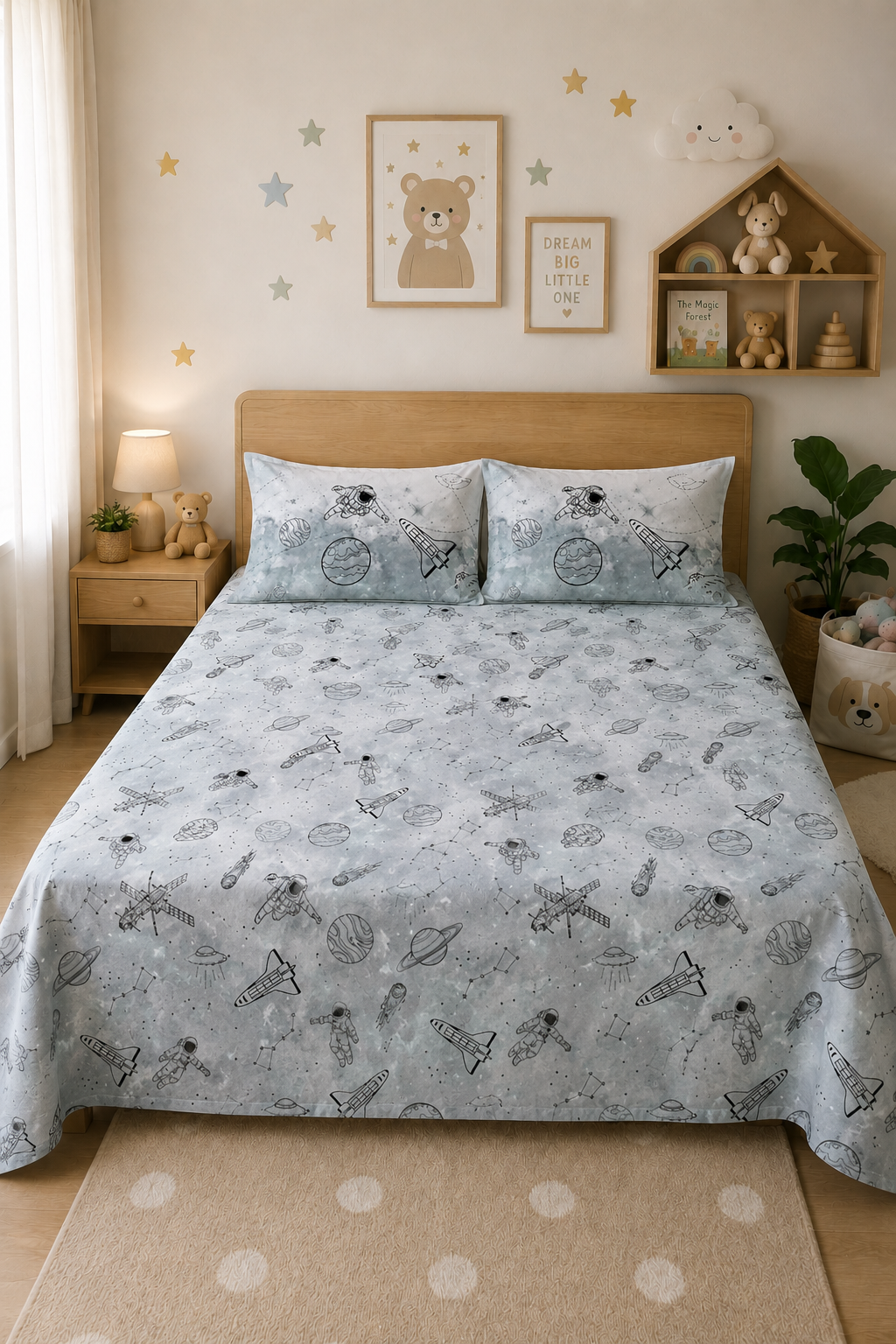 Astronaut 100% Cotton Double Bedsheet