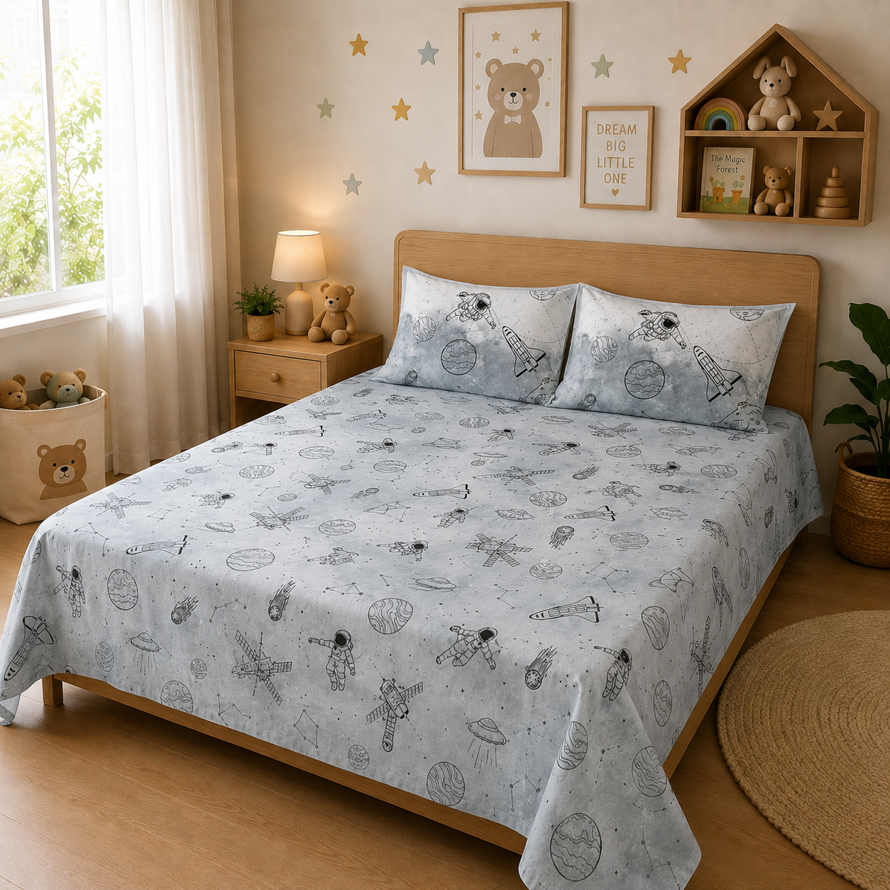 Astronaut 100% Cotton Double Bedsheet