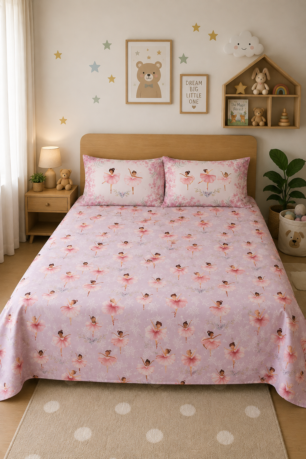 Dancing Ballerina 100% Cotton Double Bedsheet