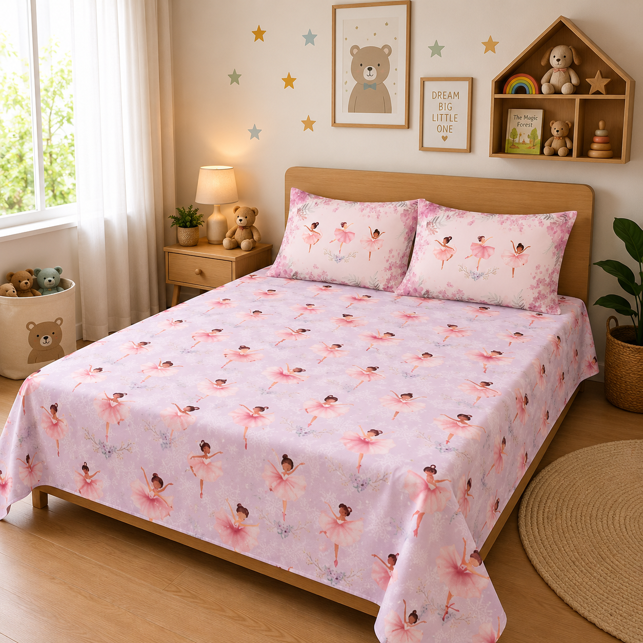 Dancing Ballerina 100% Cotton Double Bedsheet