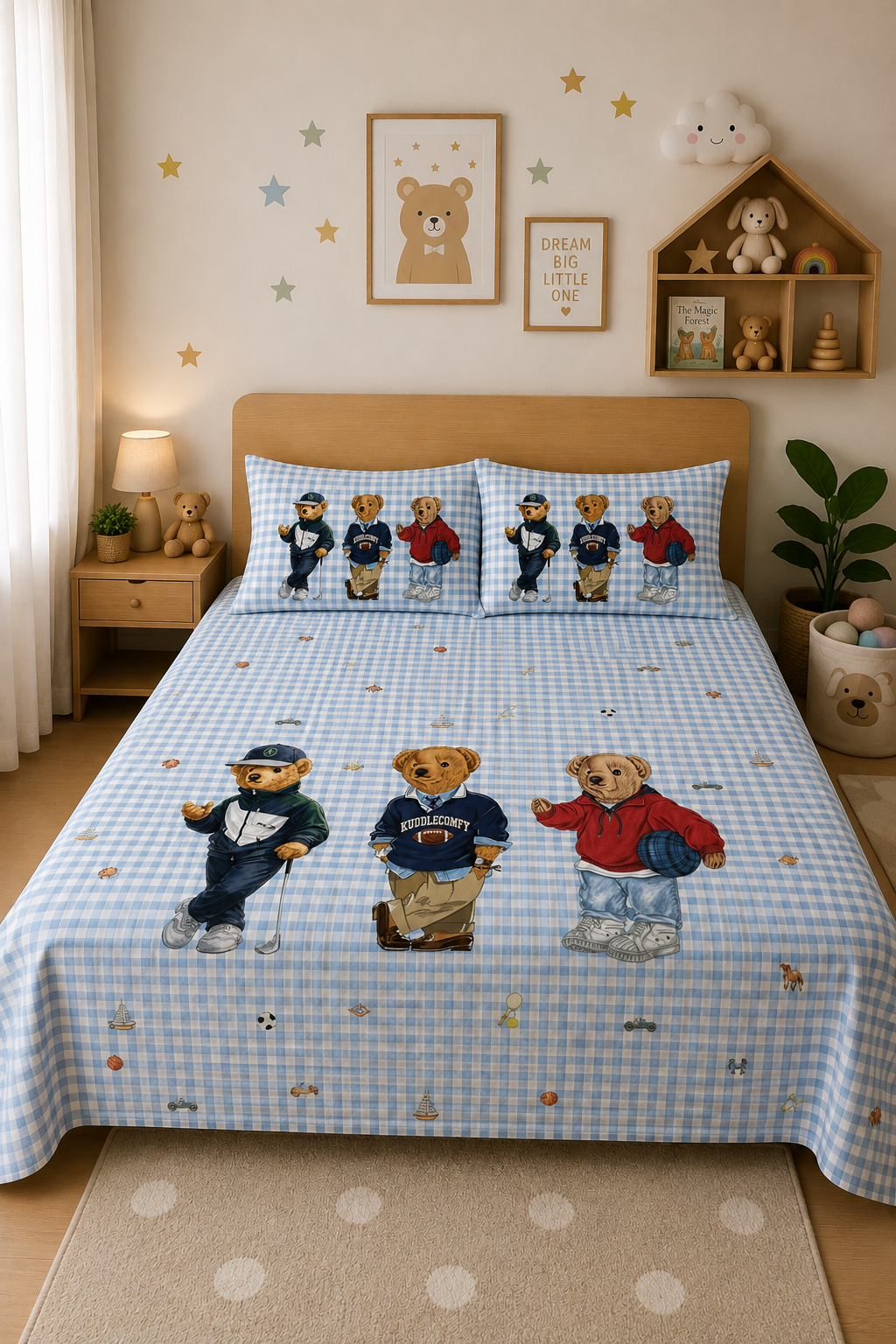 Polo Bear 100% Cotton Double Bedsheet