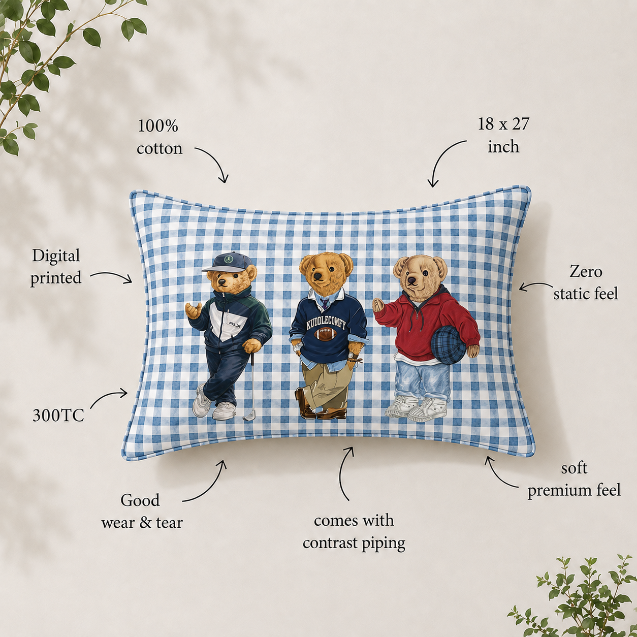 Polo Bear 100% Cotton Double Bedsheet