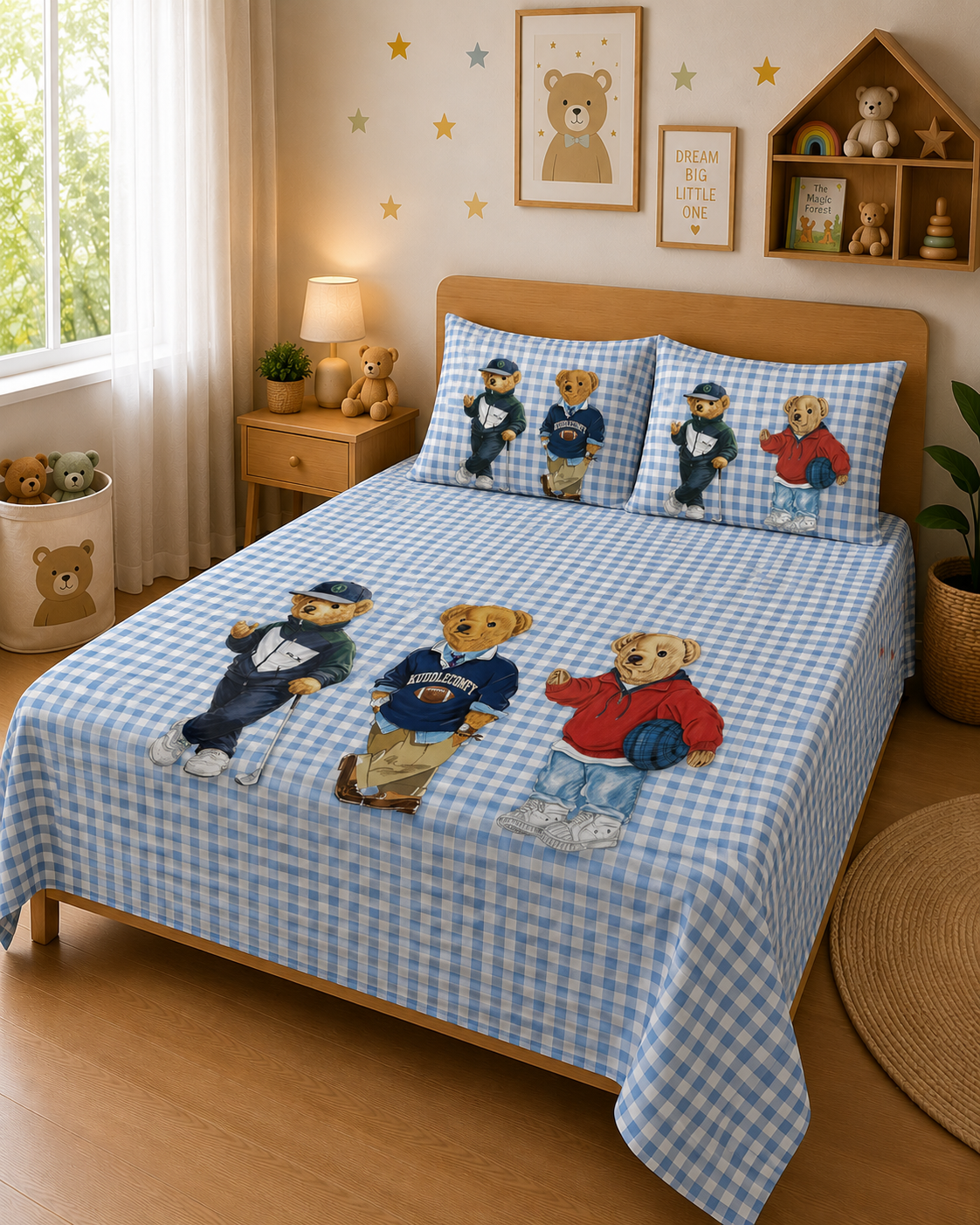 Polo Bear 100% Cotton Double Bedsheet