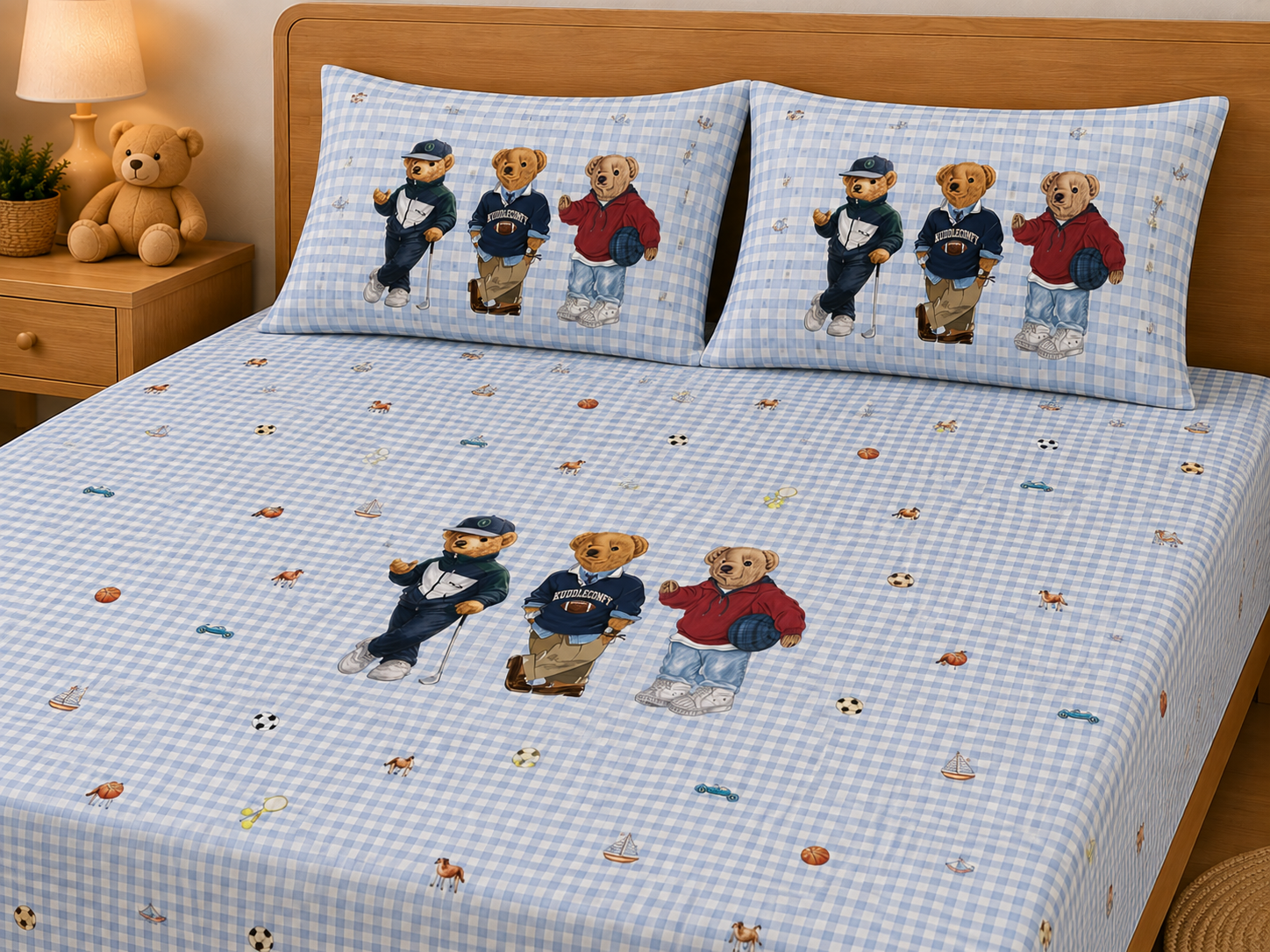 Polo Bear 100% Cotton Double Bedsheet
