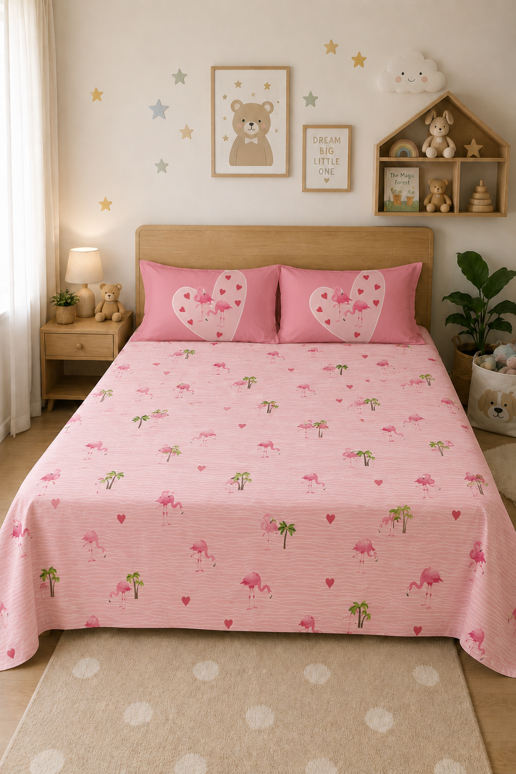 The Flamingo Bedsheet 100% Cotton Double Bedsheet
