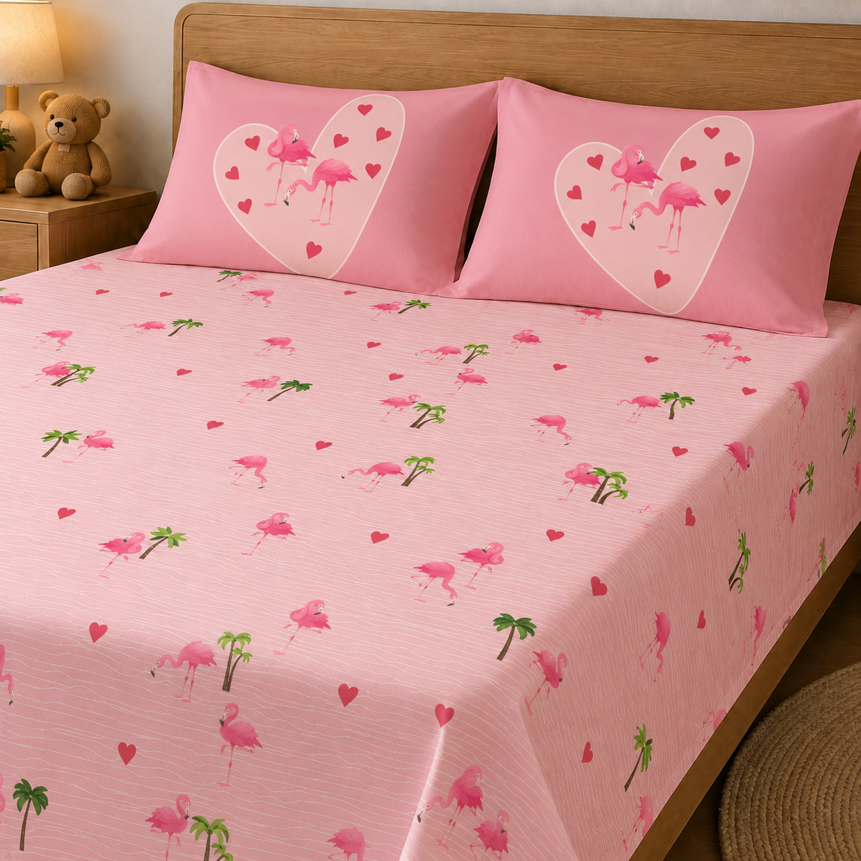 The Flamingo Bedsheet 100% Cotton Double Bedsheet