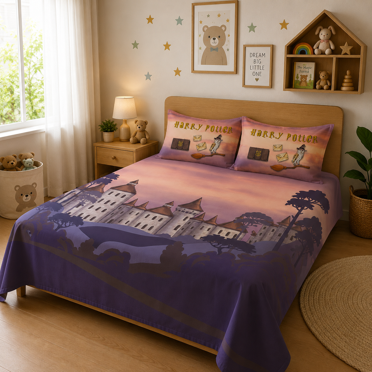 Harry Potter Castle 100% Cotton Double Bedsheet