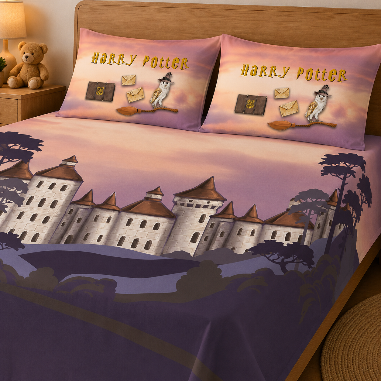 Harry Potter Castle 100% Cotton Double Bedsheet