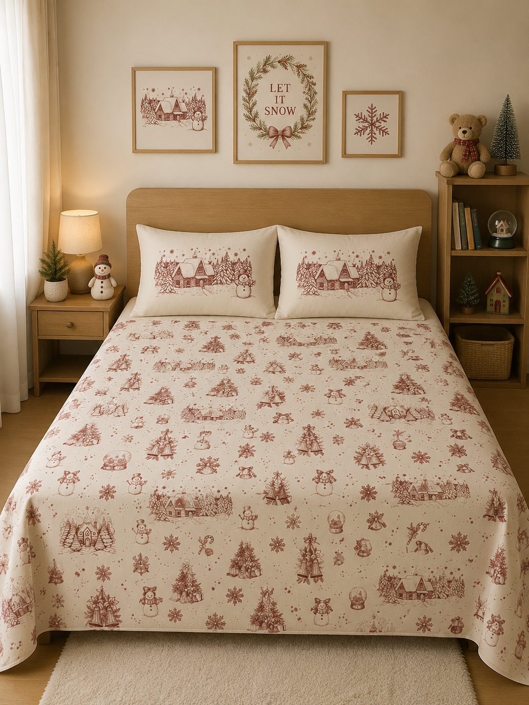 Christmas 100% Cotton Double Bedsheet