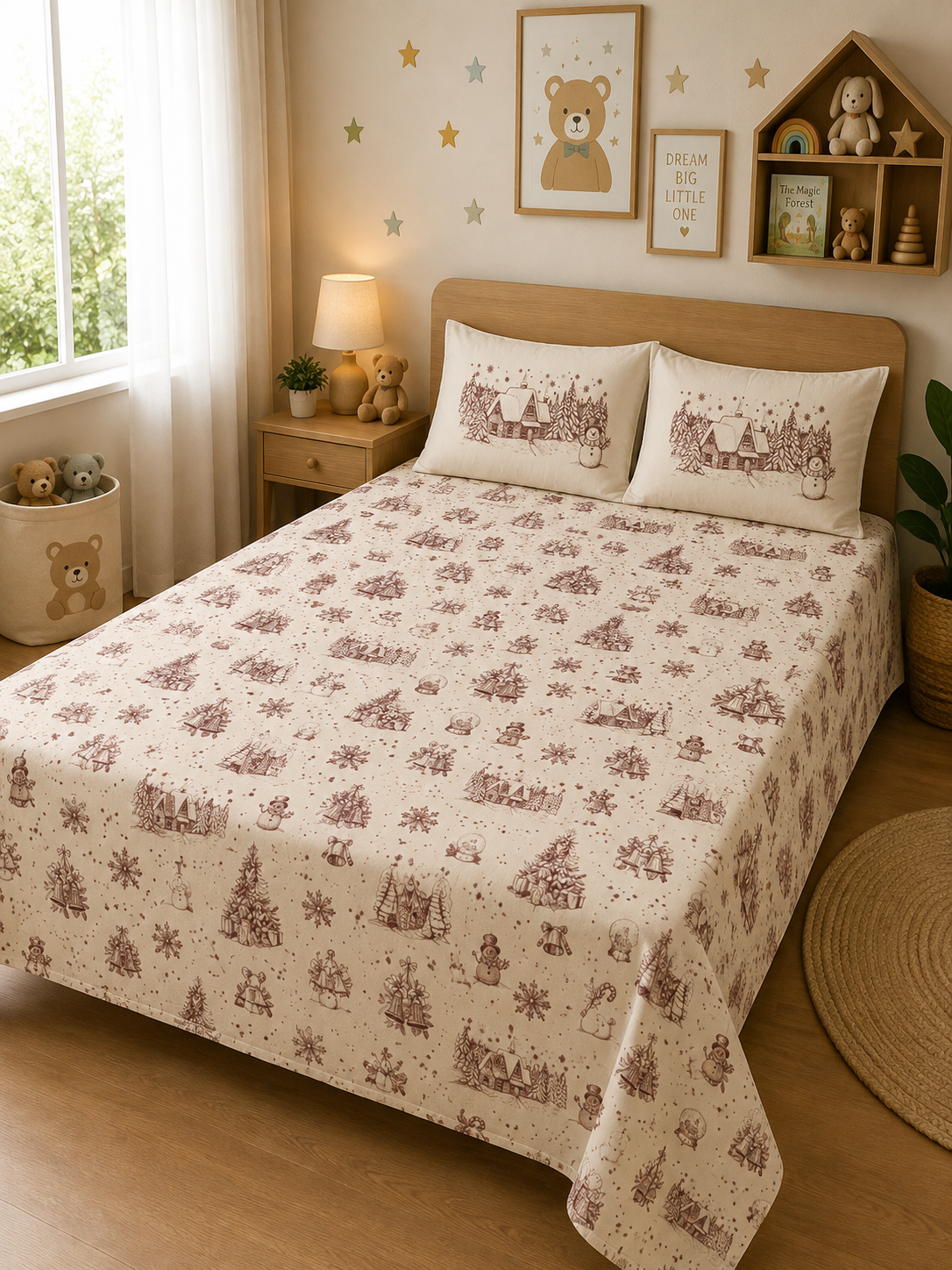 Christmas 100% Cotton Double Bedsheet