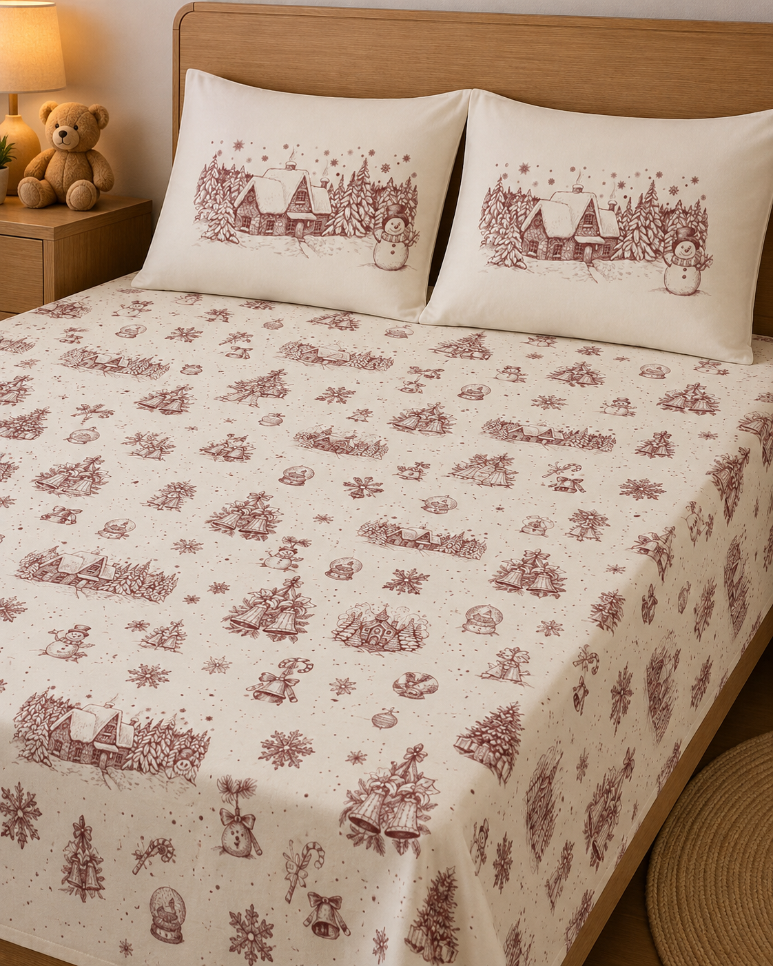 Christmas 100% Cotton Double Bedsheet